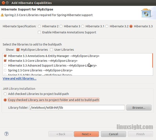 Ubuntu开发Struts2应用(6、整合hibernate和spring)