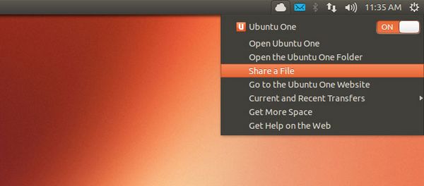 Ubuntu One Sync Menu