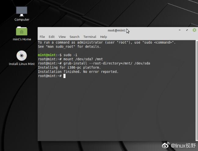 利用Linux Mint LiveCD修复grub2引导